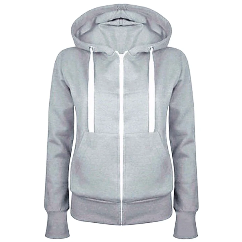 

Women Plush Zip Up Hoodies Sweatshirt Hooded Long Sleeve Autumn Winter Coat Tops KNG88