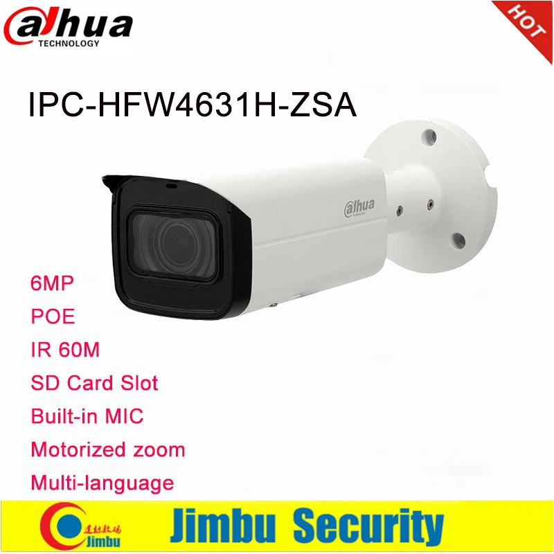 

Dahua IP Camera 6MP IPC-HFW4631H-ZSA Upgrade version of IPC-HFW4431R-Z with Build in Microphone SD Card slot PoE CCTV Camera