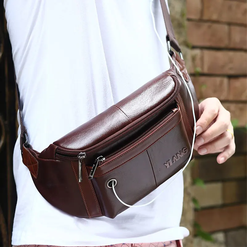 Genuine Leather Waist Packs Fanny Pack Belt Bag Phone Pouch Bags Travel