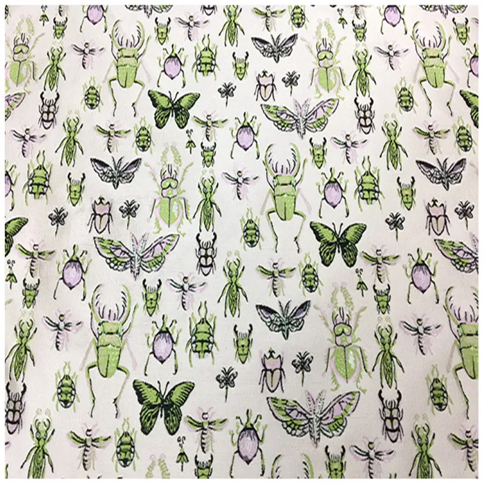 150 см ширина насекомые металлическая пряжа окрашенная бежевый полиэстер, парча, жаккардовая ткань для женщин осень зима платье пальто Sewing-AF711