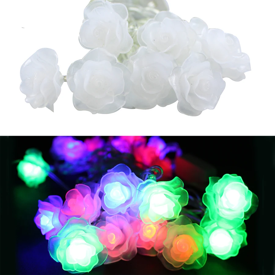 4M 20 LED Rose Flower LED String Light AC220V Colorful Indoor Outdoor Christmas Holiday/Party