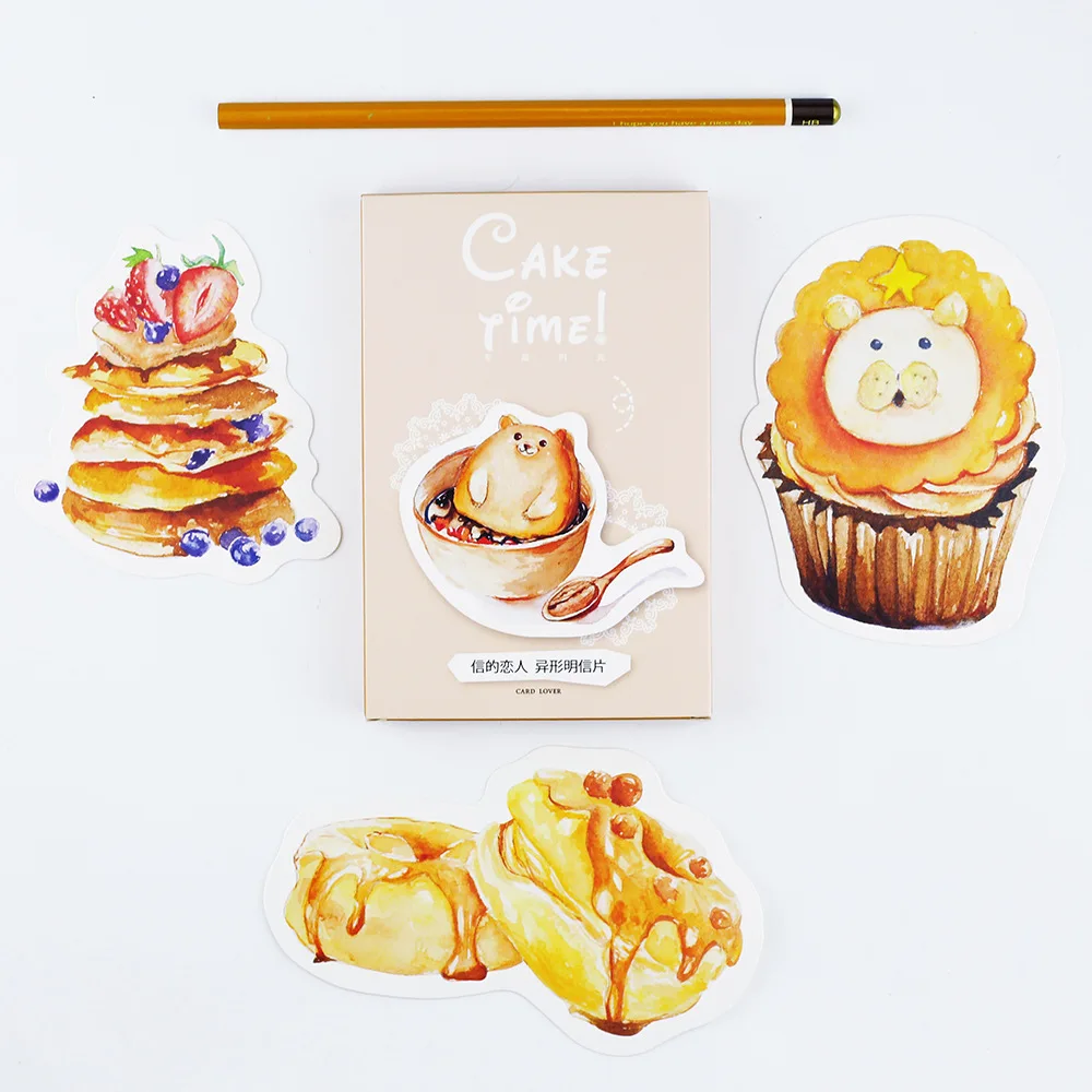 

3 set/1 lot Retro Cake Time Greeting Card Postcards Birthday Bussiness Gift Card Set Message Card II1-04