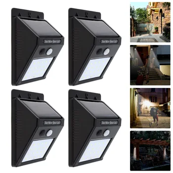 

1/2/4 pcs Waterproof LED Solar Light 20 LED Solar Panels Lamp with Power PIR Motion Sensor for Outdoor/ Garden/ Pathway/ Wall