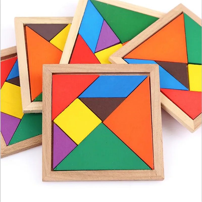 Горячая, деревянные Tangram 7 частей головоломки Красочные квадратные IQ игры головоломки интеллектуальные Обучающие игрушки для детей