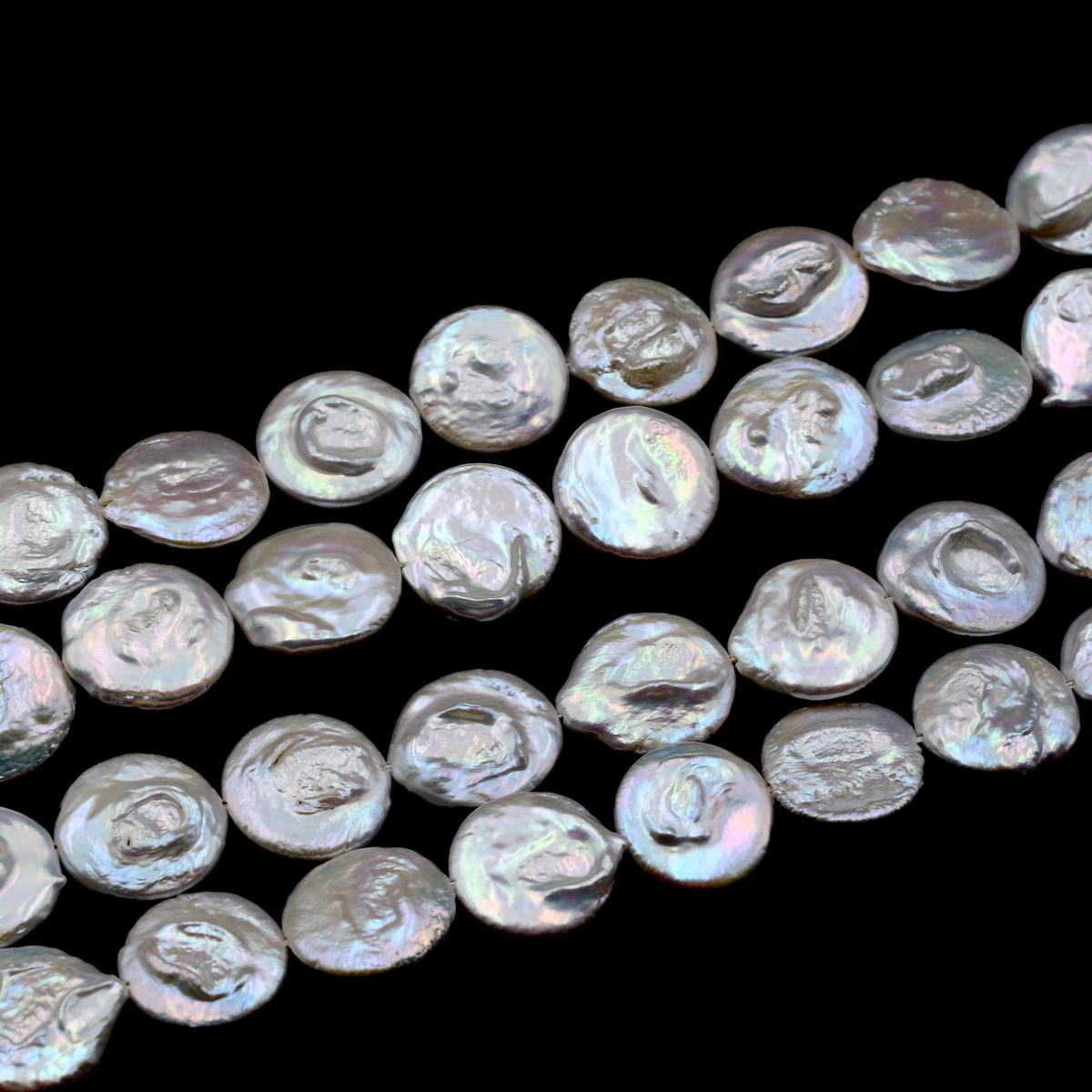 Natural Freshwater Pearl Cultured White 20mm Coin shape button Pearls