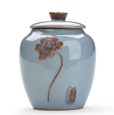 Ceramic Tea Caddy Retro Coarse Pottery Tea Cans Cork Tea Storage Chinese Kung Fu Tea Sets Sealed Jar Storage Containers - Цвет: Green