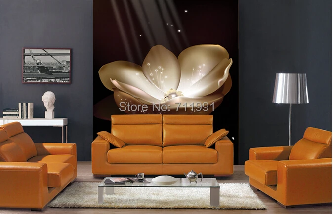 Пользовательские современная текстильная обоев, 3d росписи для ТВ гостиная диван Конференц-зал отеля спальня фон обои белый лотос
