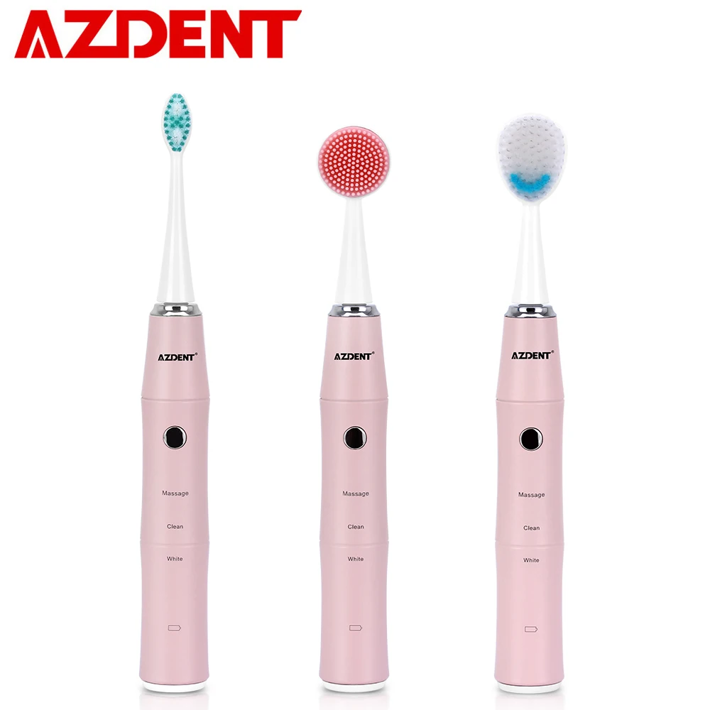 

Hot 3 Modes Sonic Electric Toothbrush USB Charger 3 in 1 Set Toothbrush Washing Face Massage + Replacement Heads Tooth Whitening