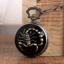 Черный классический паук-Скорпион карманные часы стимпанк для мужчин и женщин Каратель ожерелье кварцевые карманные часы reloj de bolsillo