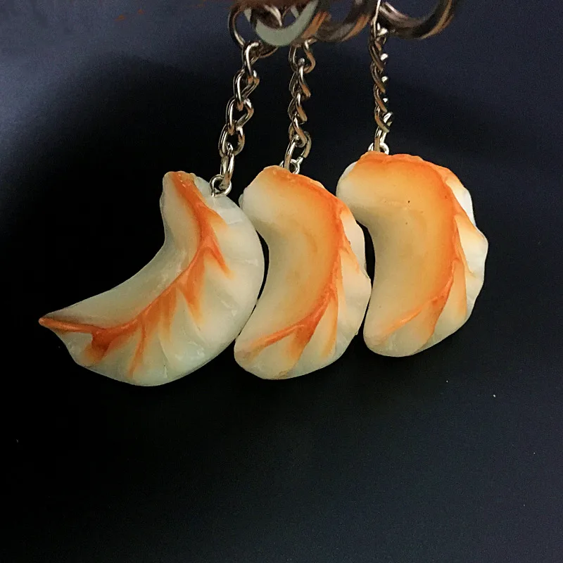 

New Design 3D DIY Dumpling Model Keychain Resin Material Llavero Chinese Food Model Keyring Chinese meat ravioli Pendant Brelok