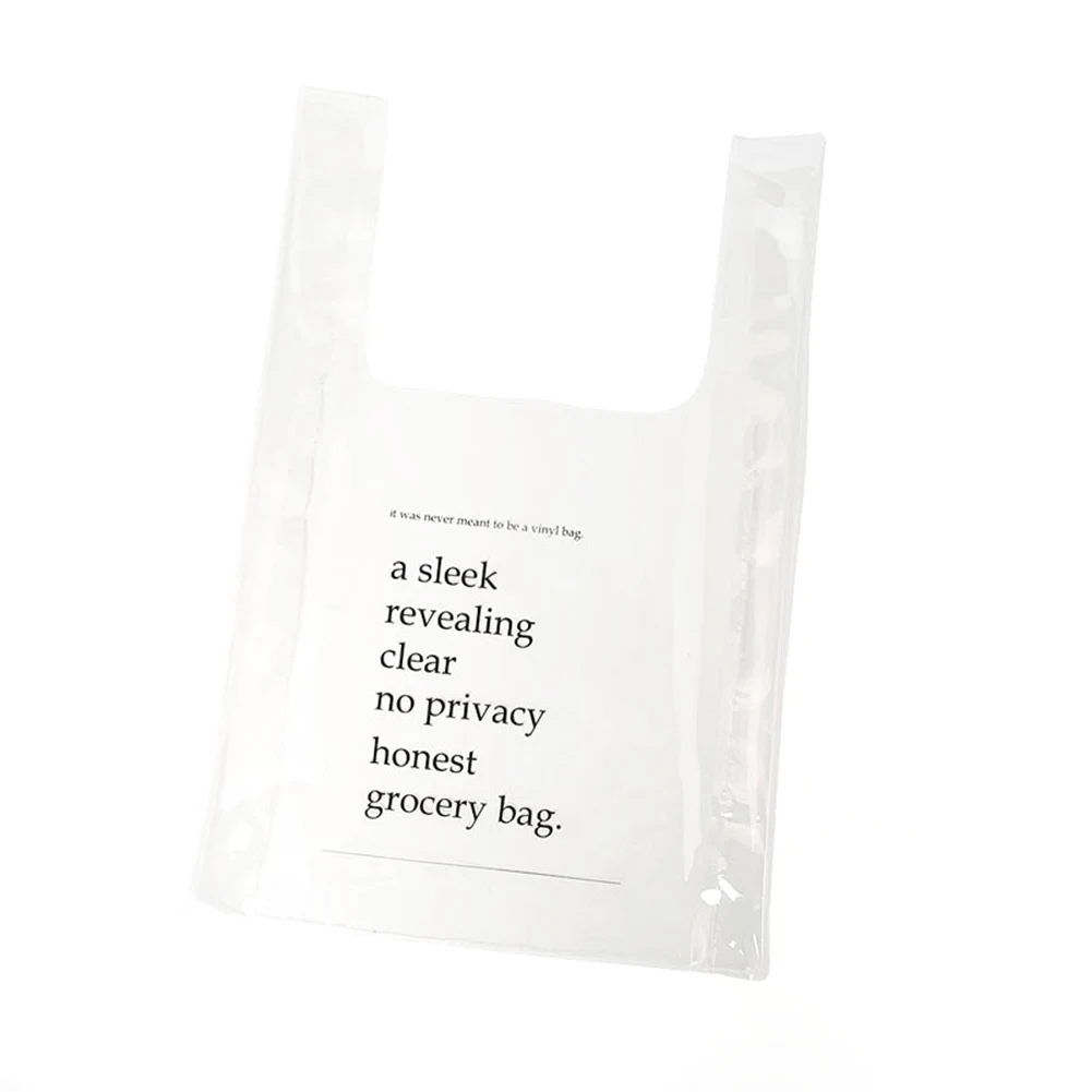 PVC Transparent Shopping Bag Women Fashion Letter Print Transparent Shopping Bag Reusable Portable Durable Tote Shopping Bags