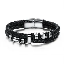 Новинка, модные ювелирные изделия, мужские браслеты из натуральной кожи, Титановый стальной браслет, мужские винтажные бутиковые ювелирные изделия