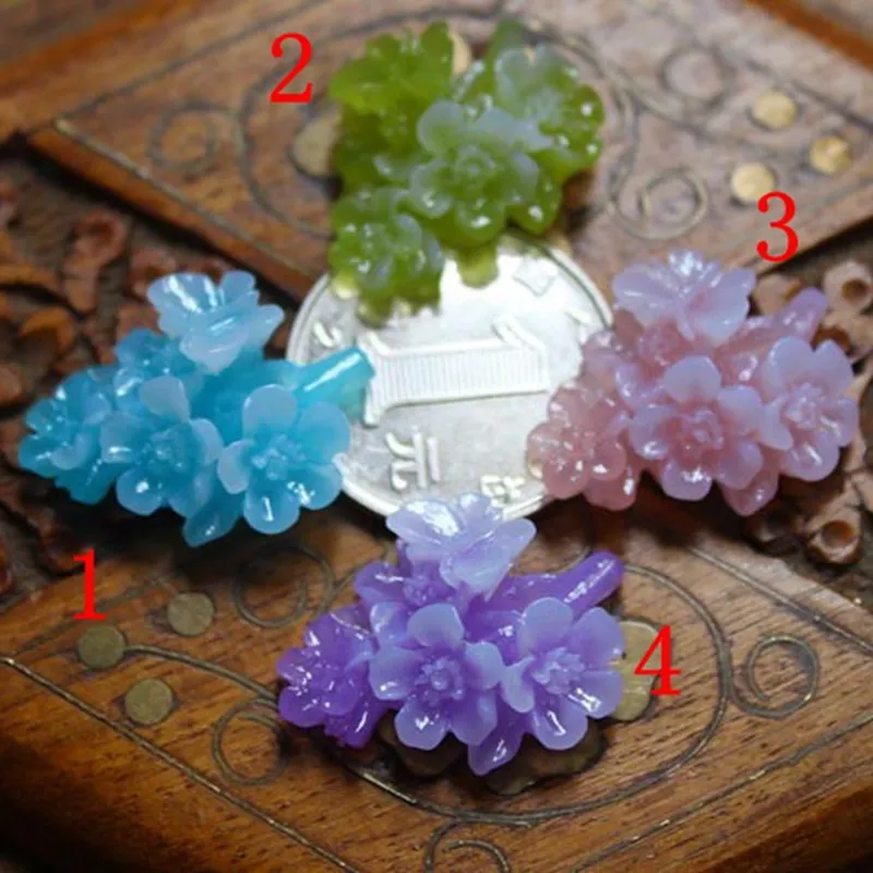 8pcs/lot AAA quality cherry blossom resin wholesale/retail 23mm 4color optional resin flower for