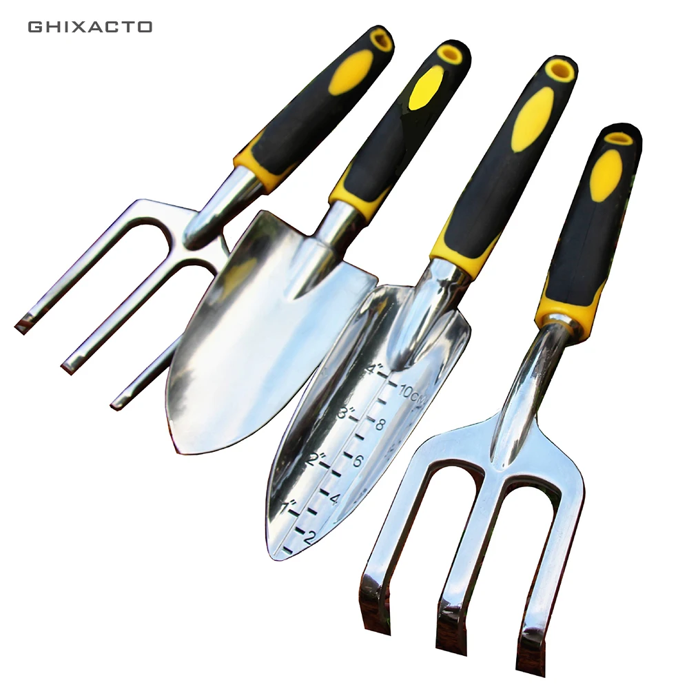 4PCS/SET GHIXACTO Gardening Tools Set Combination Flower Planting Shovel Garden Plastic Handle Four-piece Flower Shovel Large