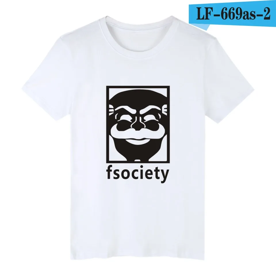 LUCKYFRIDAYF Mr Робот Fsociety принт Забавные футболки для мужчин s короткий рукав футболки и Mr робот футболка для мужчин хип-хоп летние футболки - Цвет: white