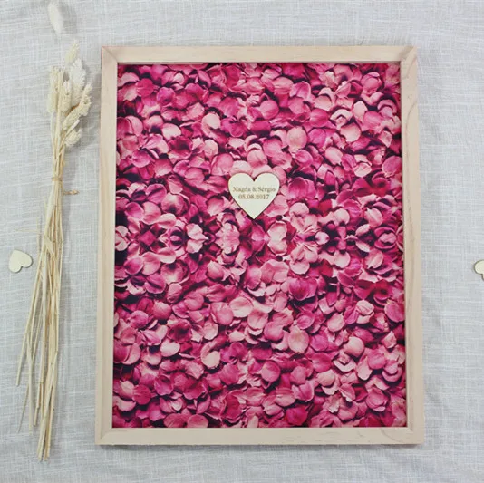 Personalized Wedding Guest Book Frame Rustic Wooden Heart Signature