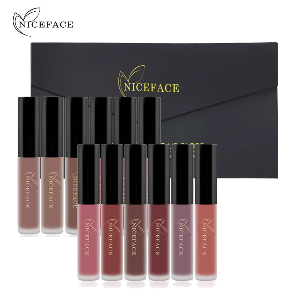 

NICEFACE 12Pcs/Set Matte Lipstick Set Long-Lasting Lip Gloss Waterproof Lip Stick 9maquiagem Beauty Lips Makeup Lipstick