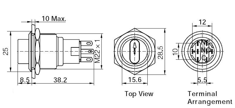 22mm 2NO2NC Three Position Maintain 12V Red LED Stainless steel Selector switch 22mm 2NO2NC Three Position Maintain 12V Red LED Stainless steel Selector switch