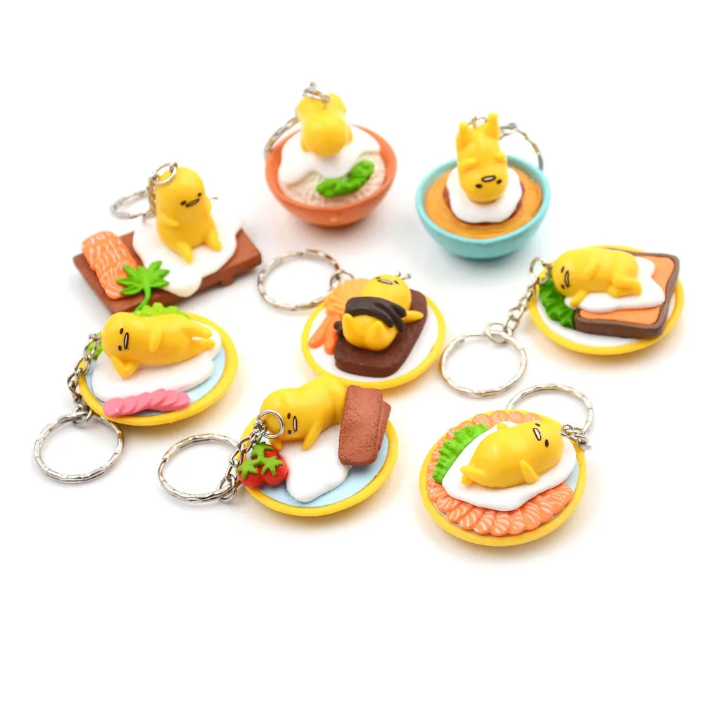 

Gudetama Egg Keyring Pendant Keychain Toys Lazy PVC Action Figure Toys Random Type Yellow White 2-3Cm