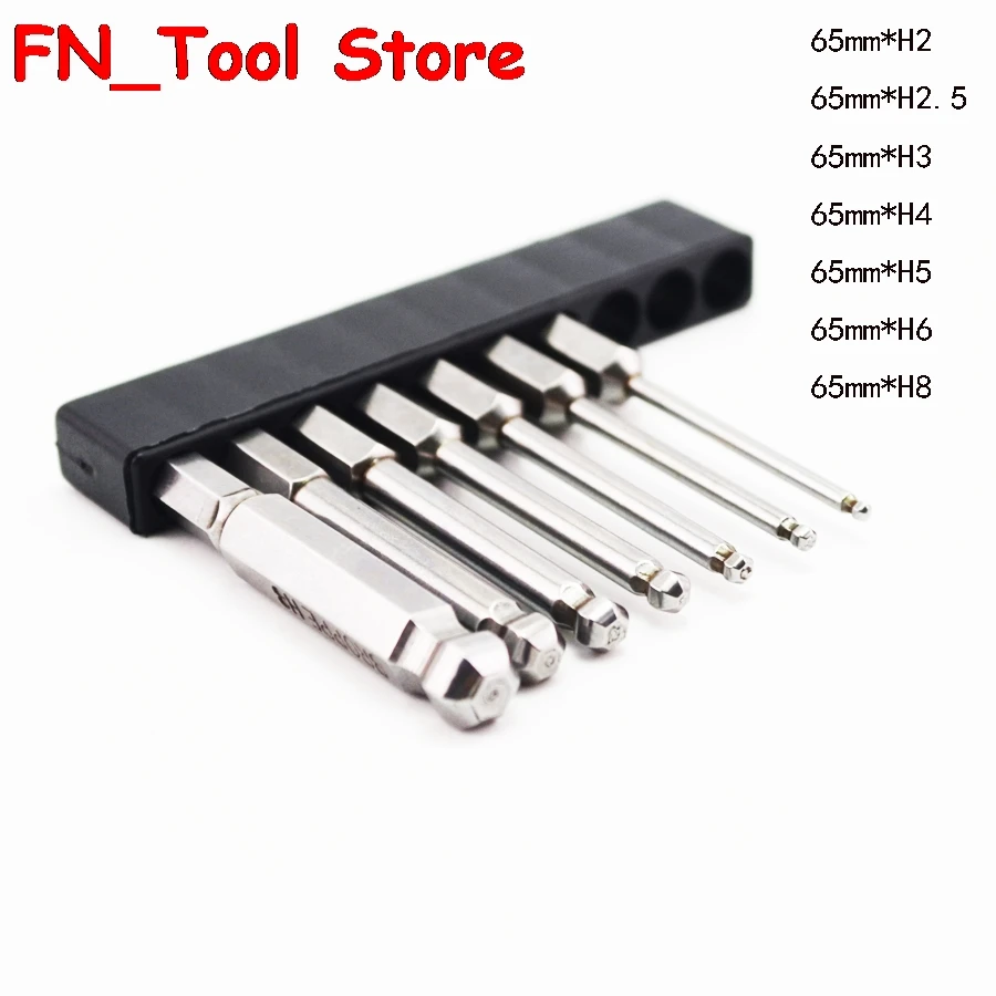 High Quality S2 material 7 pcs. 65mm Ball head screwdriver bits