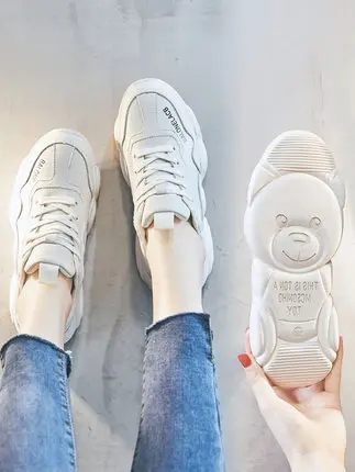 

2019 spring new Korean fashion breathable wild bear bottom student casual running shoes tide