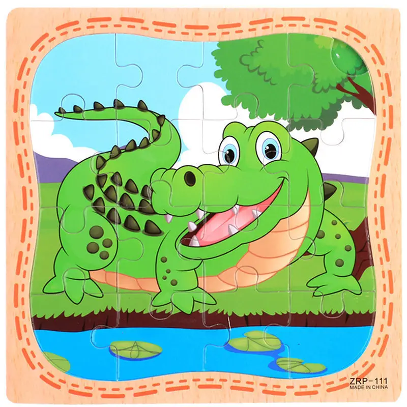Пижамы с рисунками для детей Простая головоломка от 0 до 8 лет красивое движения лесных животных льва, слона, игра деревянная головоломка игрушка мозг игрушки для мальчиков и девочек, новинка - Цвет: LSS00063K