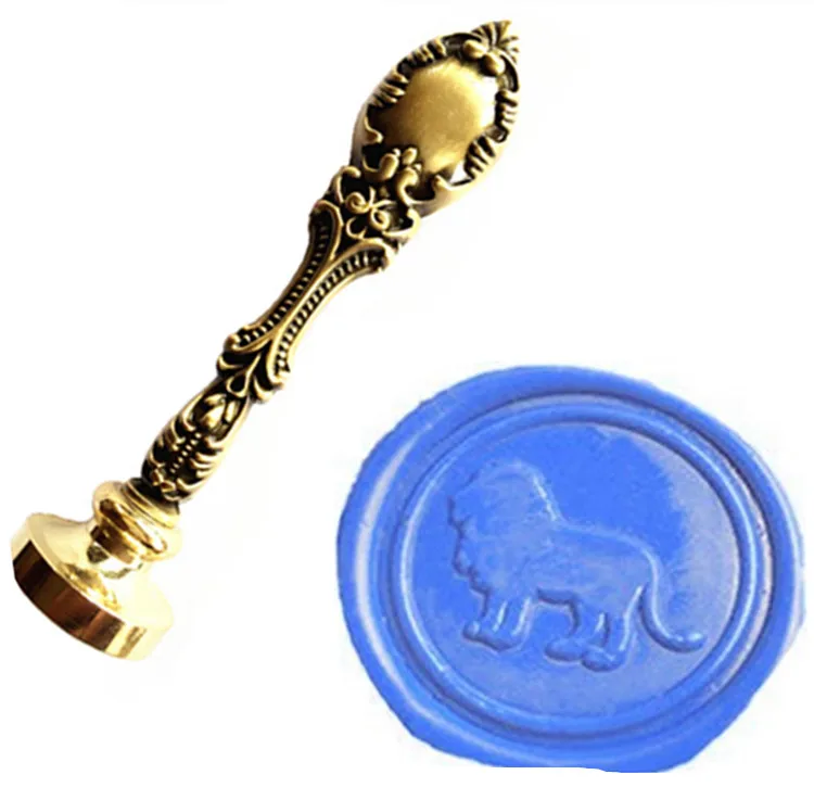 Vintage Lion Luxury Wax Seal Sealing Stamp Brass Peacock Metal Handle