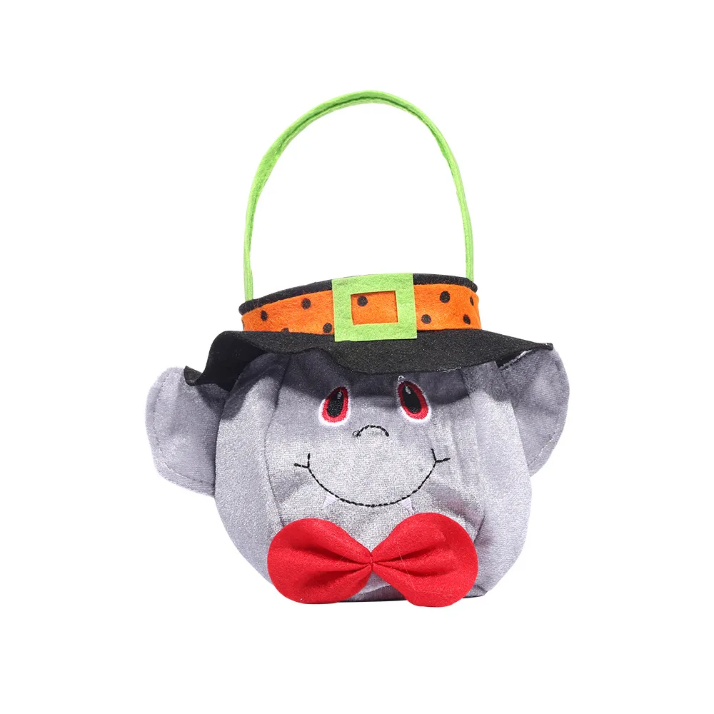 Halloween Candy Gift Bags With Round Cap Tote Bags Pumpkin Witch Black Cat Shape Cloth Sweets Candies Bag Hot Sales