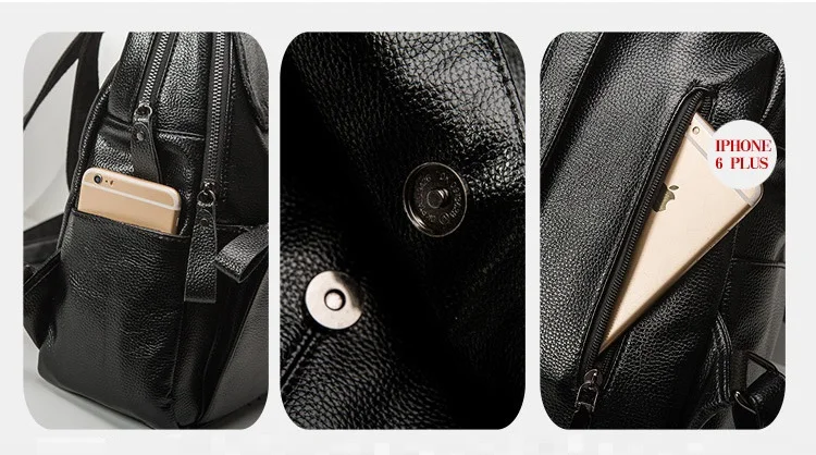 NIGEDU женский рюкзак из натуральной кожи с молнией, Большой Вместительный черный рюкзак для колледжа, школьный ранец, Женская дорожная сумка, рюкзак