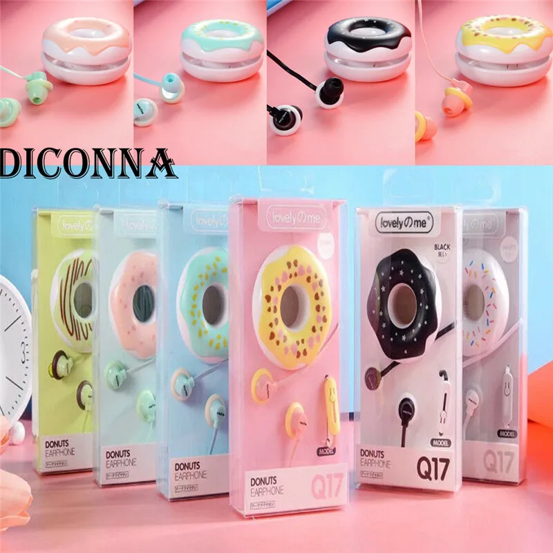 Creative Design Cute Earphones Macarons Donut Cartoon Earphones Portable Earplugs 3.5 mm High Sound Quality Earbuds