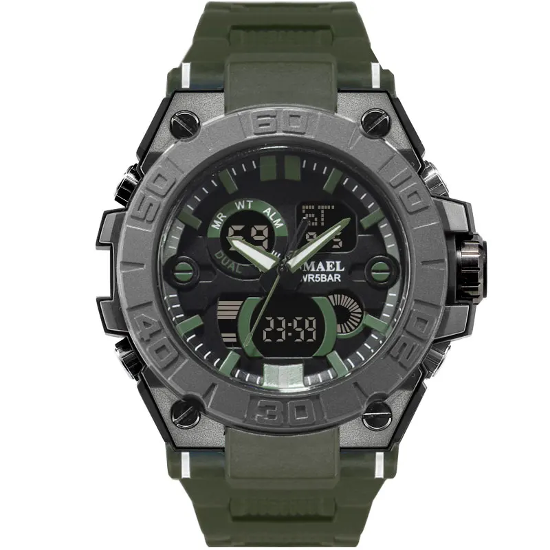 Новинка, наручные часы для мужчин, черные, водонепроницаемые, 50 м, шок, реситант, цифровые часы для мужчин, военные часы, 8003, мужские часы, Relogio Masculino - Цвет: Army Green