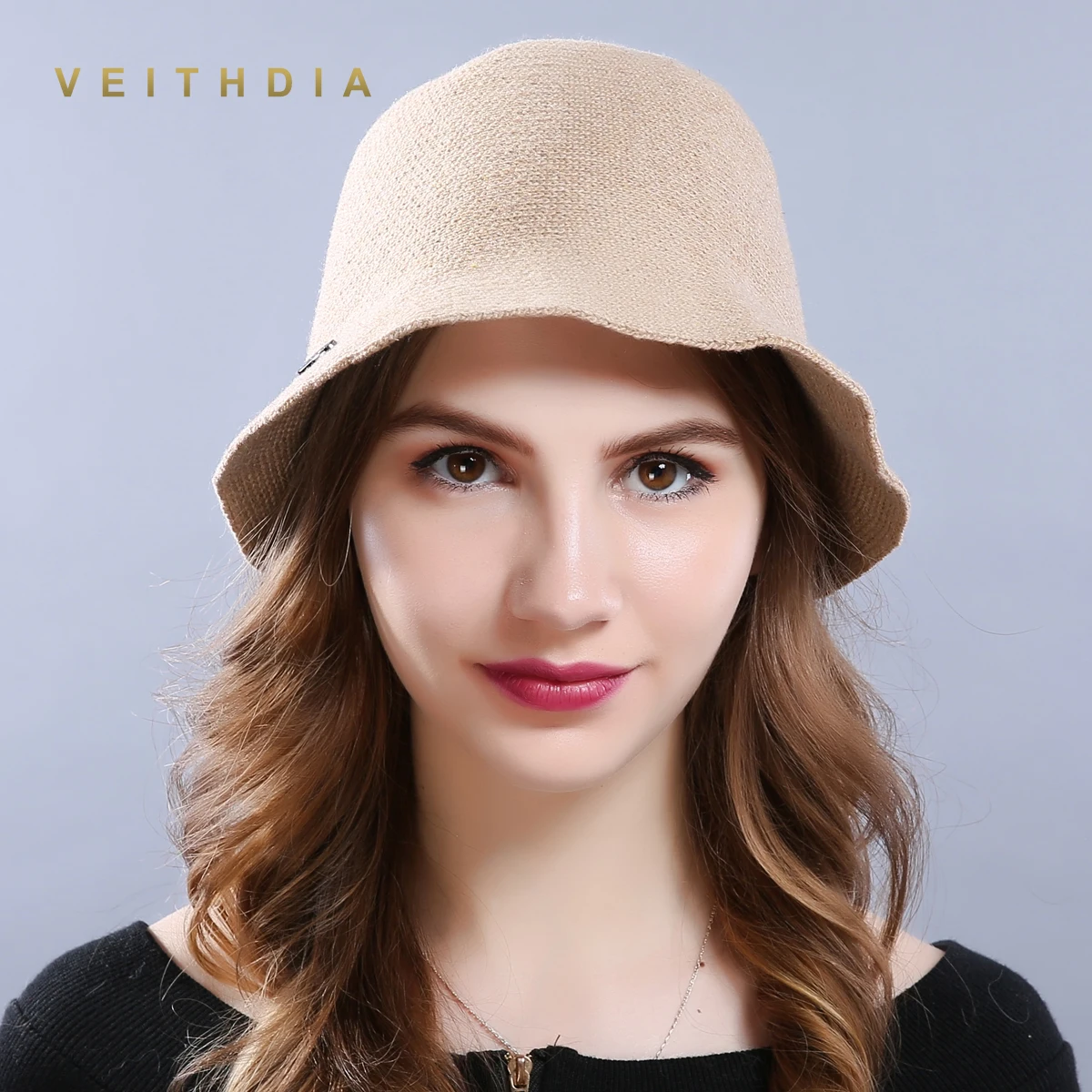 VEITHDIA Новинка шерстяная шапка Складная женская зимняя плотная вязаные уличные