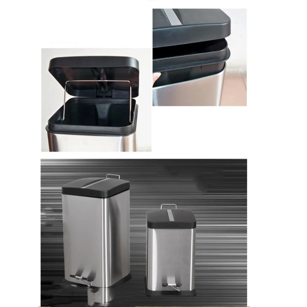 Step-On 6 Litre / 1.6 Gallon Trash Can, Stainless Steel, Rectangle