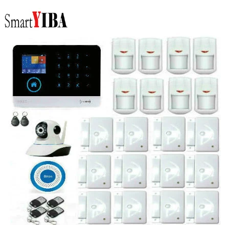 

SmartYIBA Russian Spanish English German French Wireless APP Remote Control LCD Touch Screen Home Security WIFI GSM Alarm System