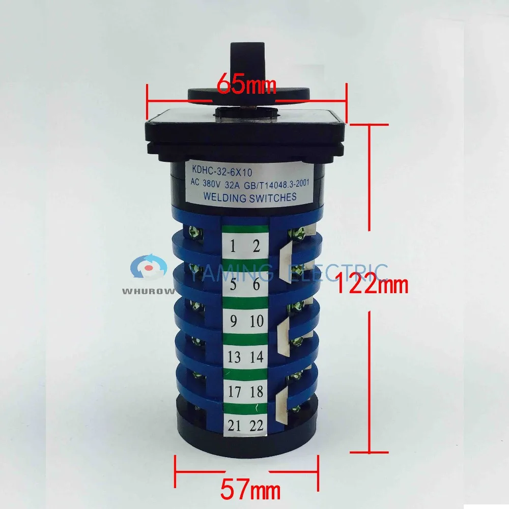 Поворотный переключатель сварочного аппарата выключатель сварочного аппарата 32A 6 фаз 6 Положение универсальный переключатель переключения KDHC-32/6*10