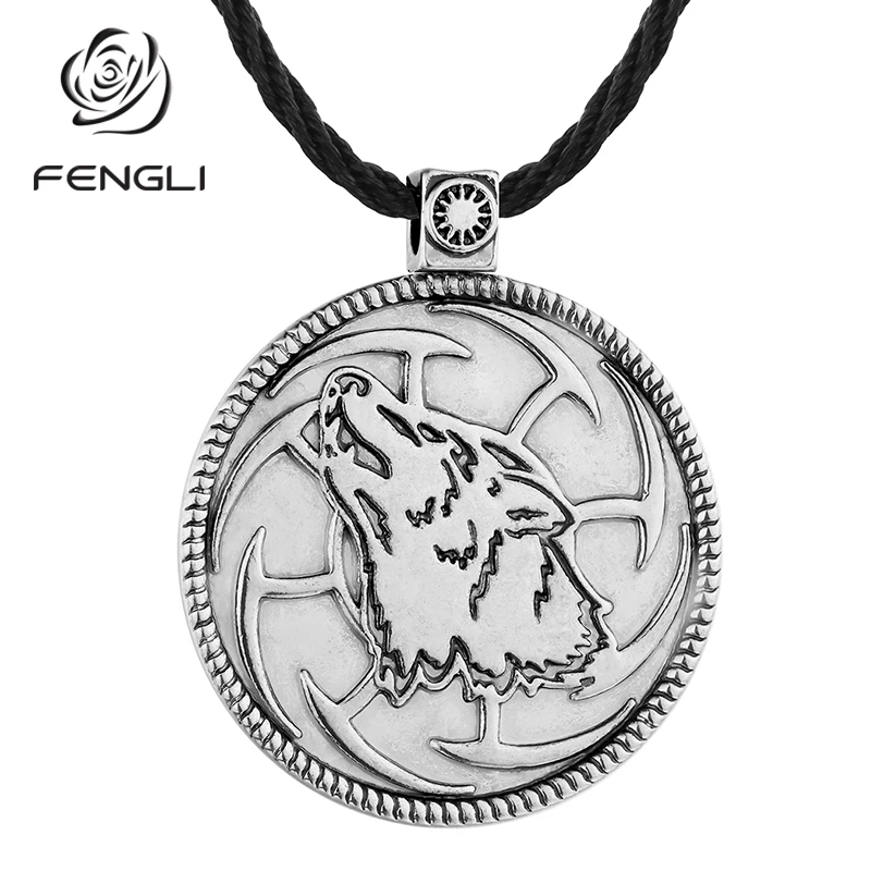 

FENGLI Kolovrat Amulet Pagan Wolf Mens Necklaces Talisman Power Ethnic Slavic Pendant Necklace Handmade Collier Viking Jewelry