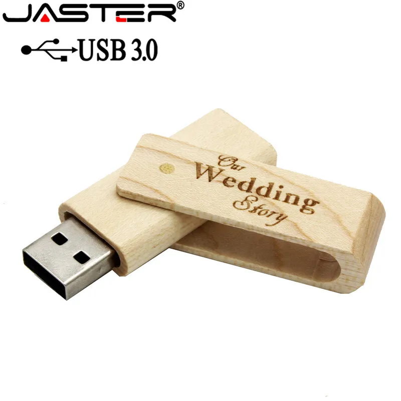 JASTER USB 3,0 лазерная гравировка логотип на заказ Деревянный вращающийся usb флеш-накопитель перевернуть флешки 64 ГБ 16 ГБ 32 ГБ карта памяти