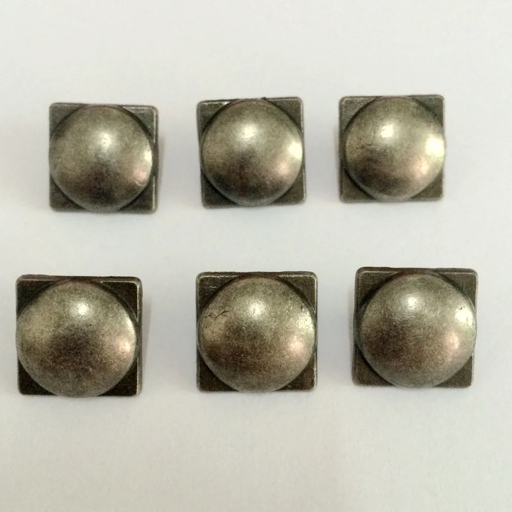 50PCS 14MM Antique Silver Square Rivet Punk Spike Square Round Studs