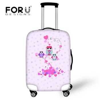

FORUDESIGNS Pink Owl Printed Travel Accessories Thick Elastic Luggage Protective Covers for 18 22 24 28 30 Inch Case Waterproof