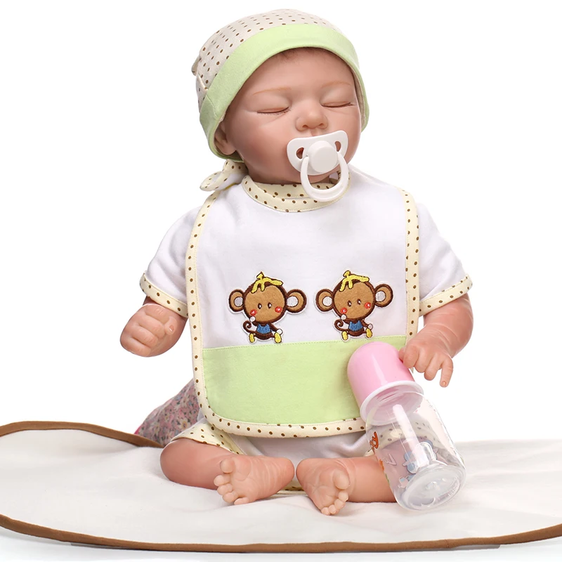 

New 52CM half body silicone reborn babies sleeping real doll reborn for girls toys bebe gift bonecas