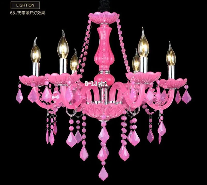 Розовый/вишневый хрустальный светильник для люстры, современная лампа для детской комнаты, lampara, классическая лампа K9 cristal, канделяброс, роза, блеск с оттенками
