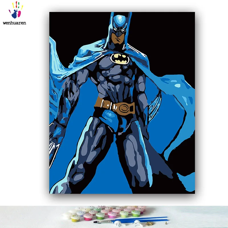 DIY цветные картинки по номерам с цветами Бэтмен супергерой Железный человек Картина Рисунок Живопись по номерам Обрамленный дом - Цвет: 5798