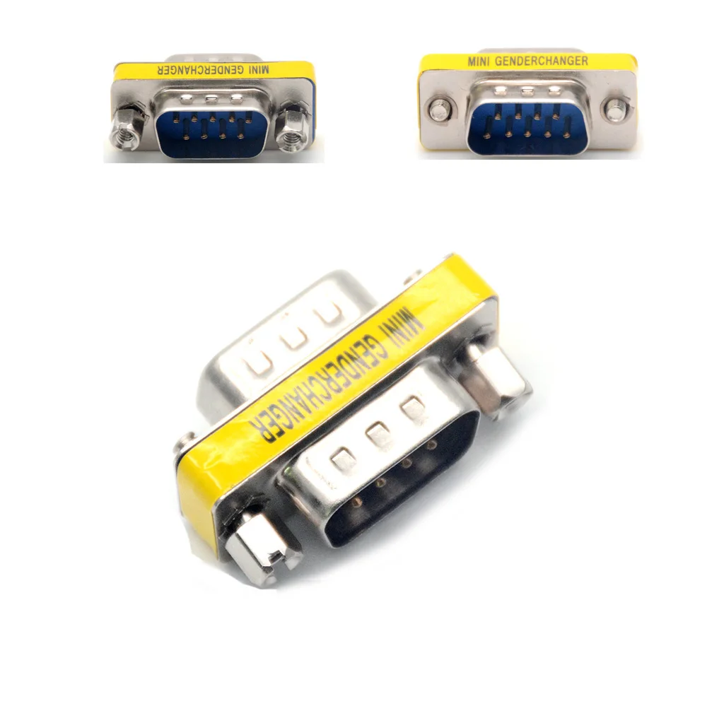 1x DB9 RS232 9 Pin Male To Male Mini Gender Changer Convertor Adapter Connector
