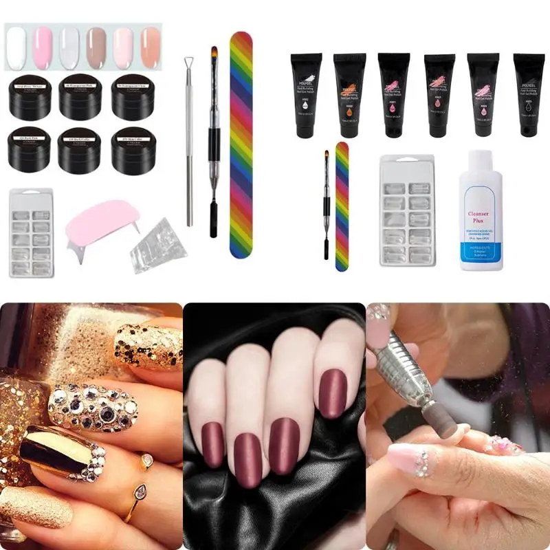 Гель продлевающий половой акт наборы Дизайн ногтей накладки на ногти для французского маникюра Кристалл УФ гель ногтевые стикеры кисть Дизайн для ногтей аксессуары файлы для маникюра