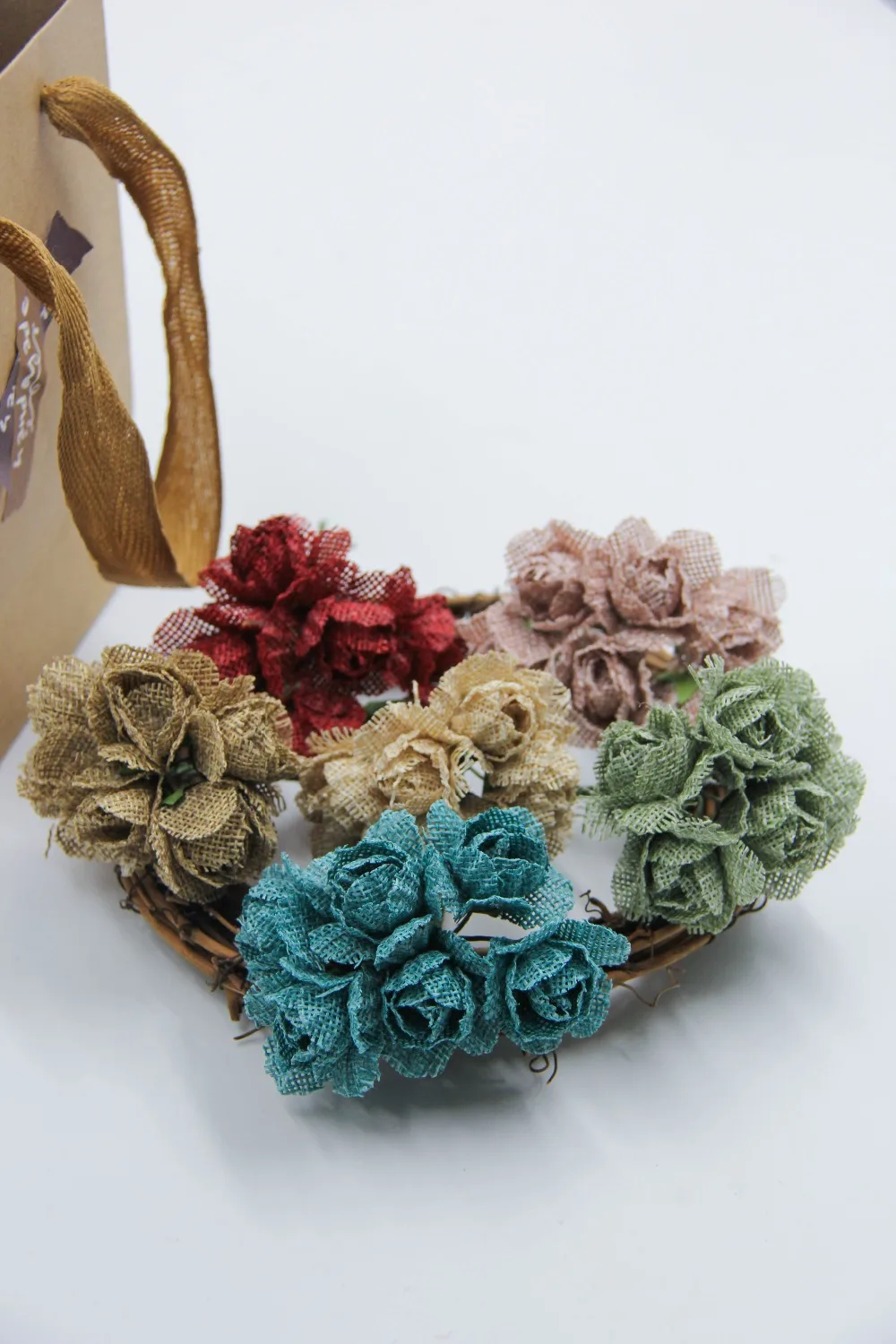 6pcs Diy Burlap Rose Artificial Flowers Bouquet Jute Flowers Home Wedding Party Car Decoration Scrapbooking Wreath Fake Flowers Aliexpress