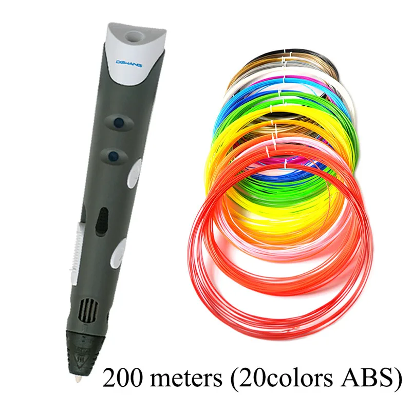 DEWANG Scribble Pen 3D Pens 200M ABS Filament 3D Printer Christmas Presents Printing Pen 3D Pencil for School Gadget in Moscow - Цвет: Grey 3D Pen 200M ABS