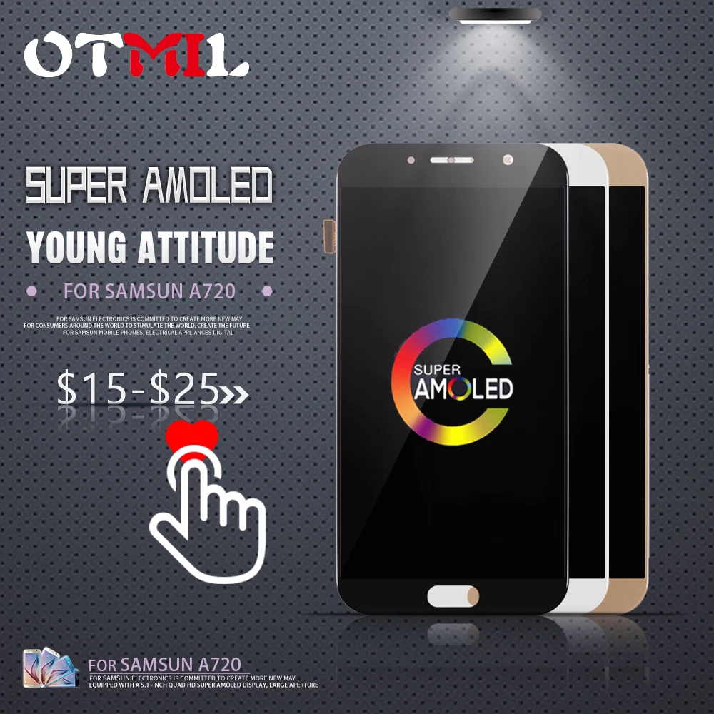 

OTMIL 5.7"AMOLED For SAMSUNG Galaxy A720 LCD Touch Screen Digitizer Replacement For SAMSUNG A7 2017 Display A720F A720M #1
