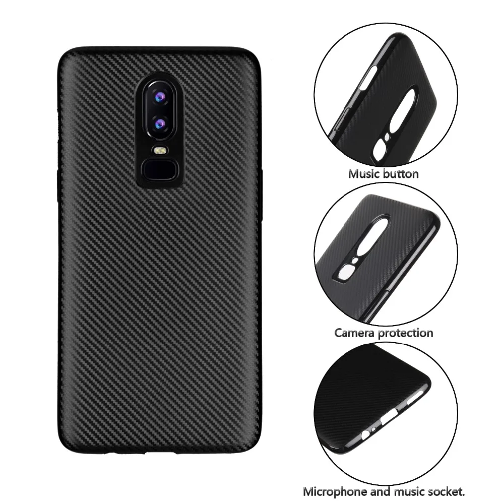 buy Luxury Carbon Fiber Phone Cover for OnePlus 6 One Plus 6 Case Soft TPU Back Shell Protective Phone Bags for OnePlus 5 5T case
