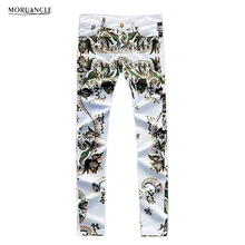 MORUANCLE Fashion Men s Flower Printed Jeans Pants Brand Designer Painted Denim Joggers For Male Slim