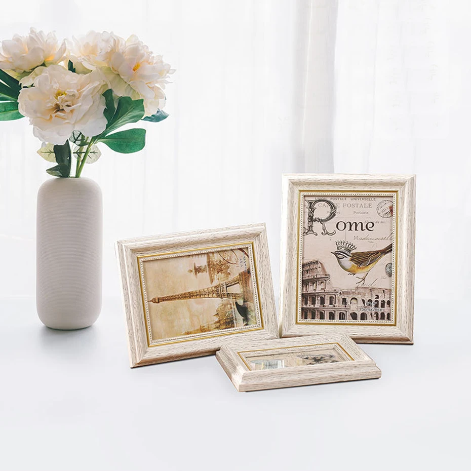 Europe Vintage Originals Wood Grain Photo Frame Wall Art Frame Wall Art Decor Table Pictures Frame Birthday Gifts Home Decor (6)